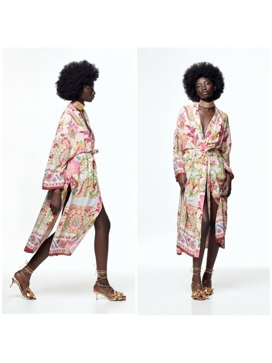 Zara Dresses & Skirts - Zara Silky Floral Long Kimono Dress